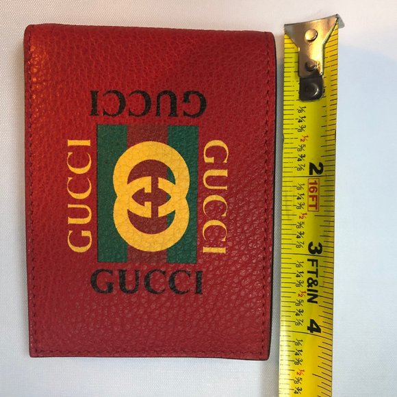NWT Gucci Print Leather Mini Bi-fold Wallet in Red - Picture 6 of 8